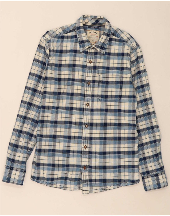 Camisa masculina FAT FACE média azul marinho xadrez algodão