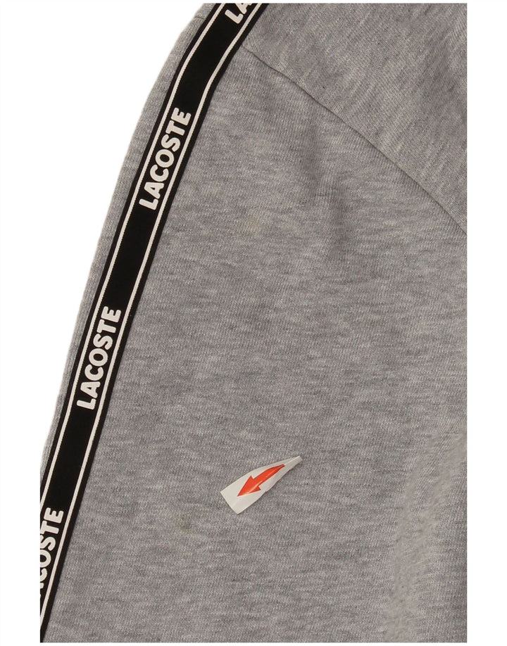 Suéter com capuz gráfico masculino Lacoste tamanho 4 bloco cinza médio