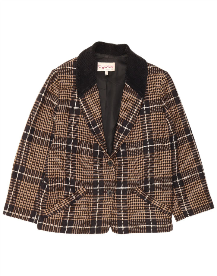 Jaqueta blazer feminina Byblos com 2 botões IT 42 lã houndstooth marrom médio