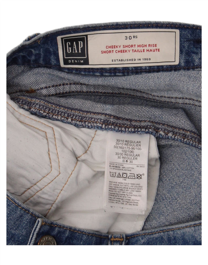 Shorts jeans feminino Gap desgastado W30 algodão azul médio