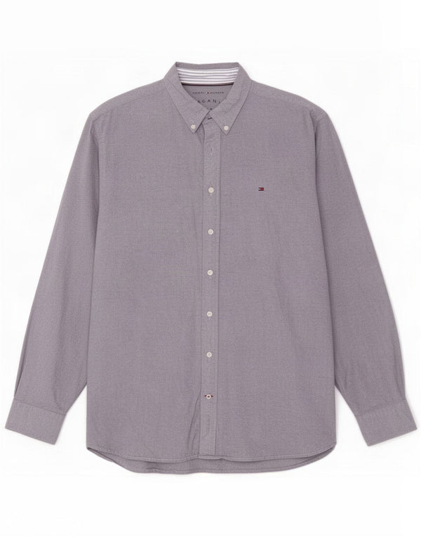 Tommy Hilfiger Camisa masculina 2XL algodão azul