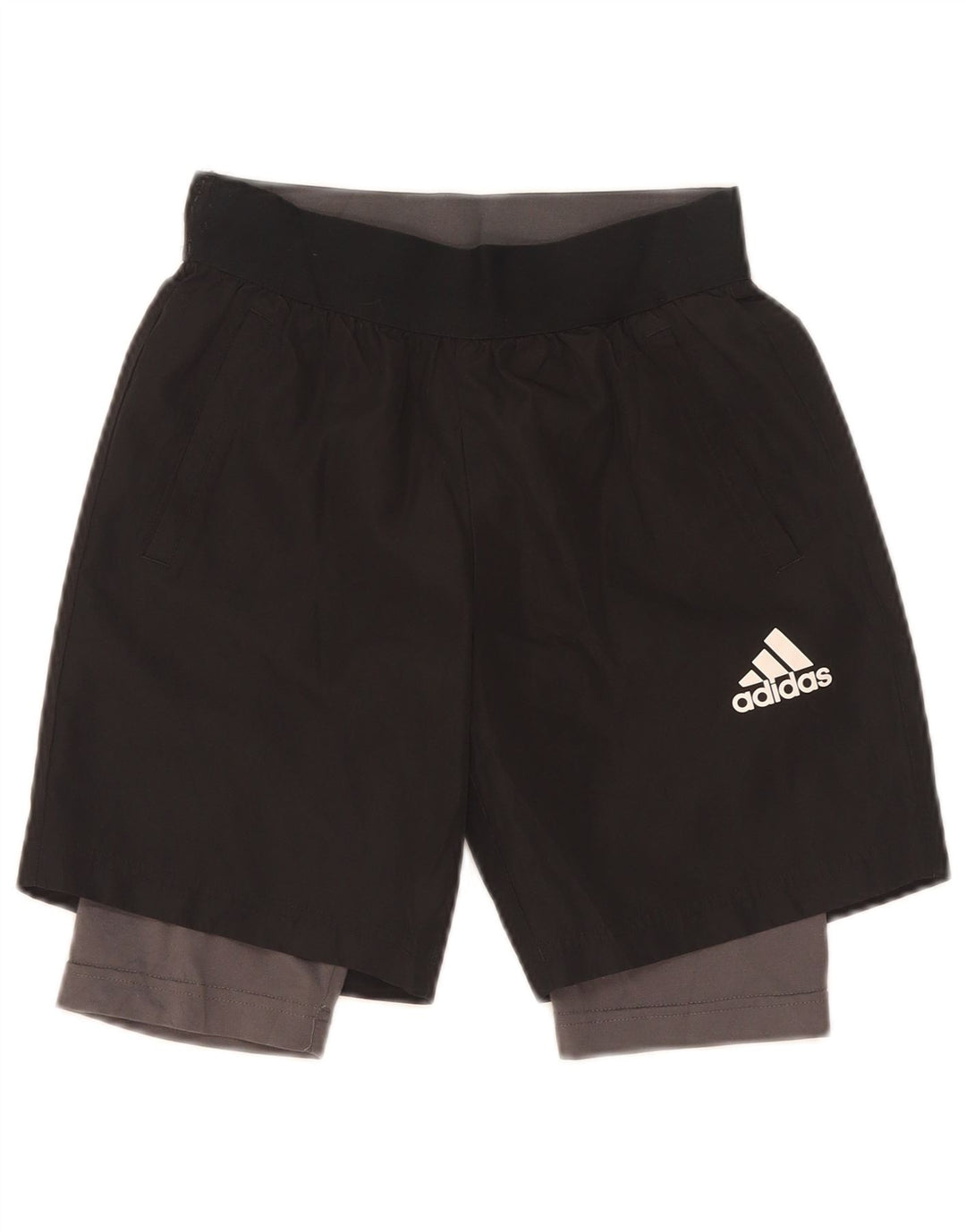 Shorts esportivos Adidas Boys Climalite 9-10 anos pequenos poliéster preto