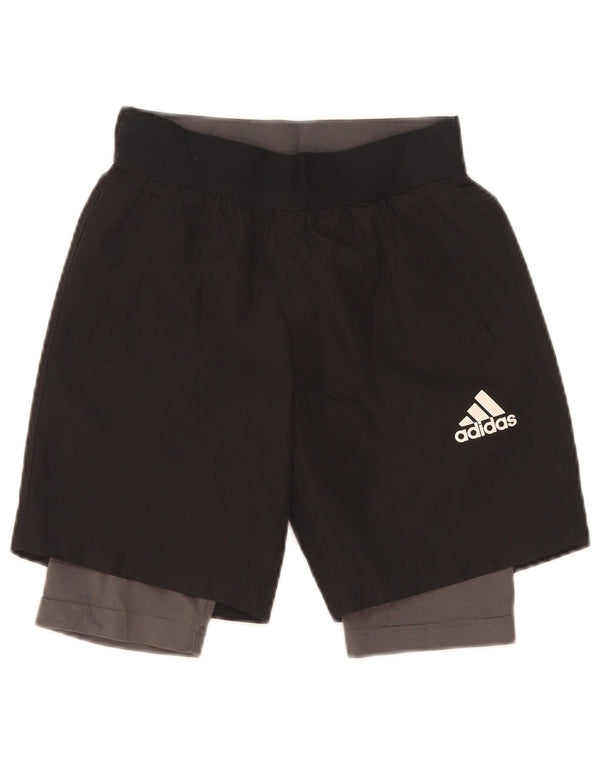 Shorts esportivos Adidas Boys Climalite 9-10 anos pequenos poliéster preto