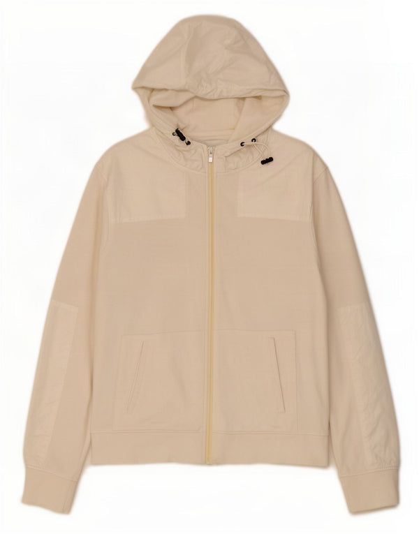 Zara Suéter masculino com capuz e zíper XL algodão branco
