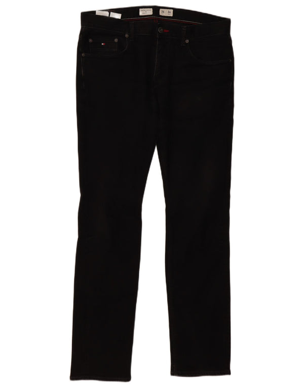 TOMMY HILFIGER Masculino Denton Straight Jeans W34 L34 Algodão Preto
