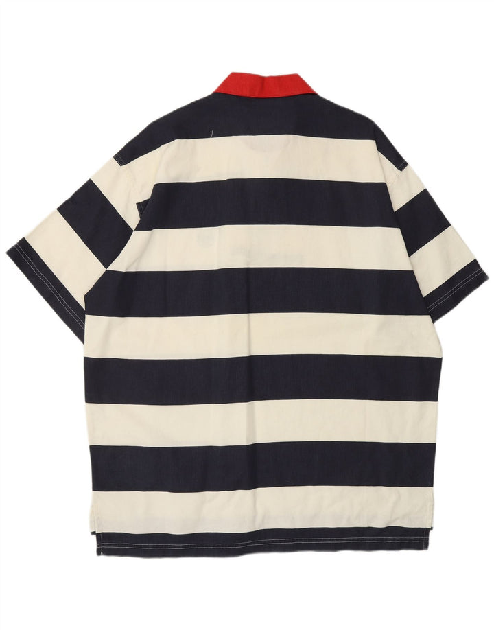 Camisa polo masculina de rugby NORTH SAILS grande algodão listrado azul marinho