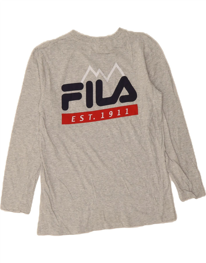FILA Boys Graphic Top Long Sleeve 11-12 Years Grey Cotton Vintage Fila and Second-Hand Fila from Messina Hembry 