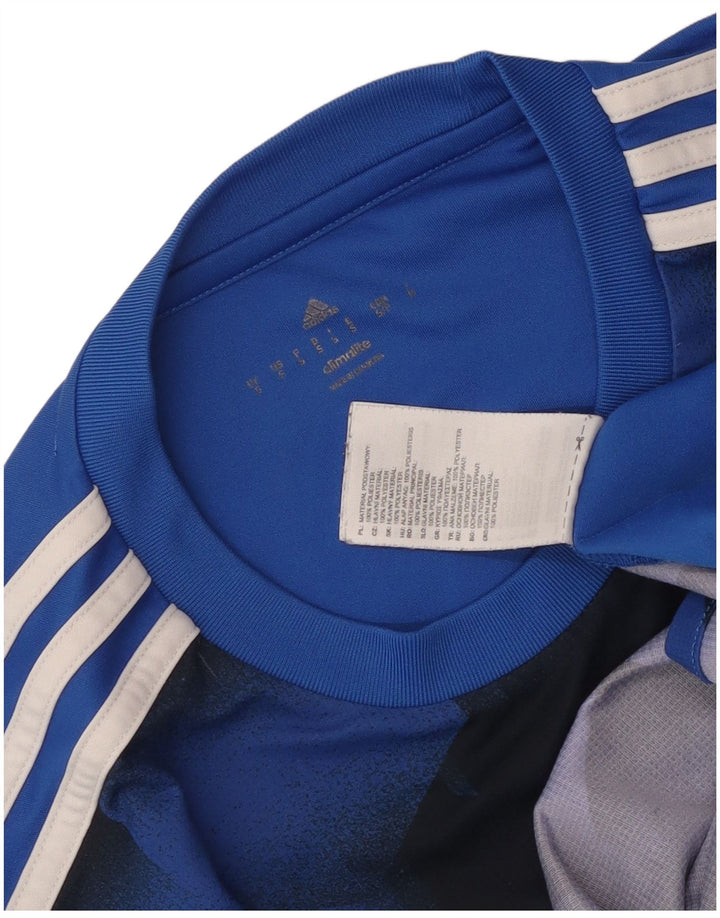 Adidas Mens Climalite Graphic Camiseta Top Pequeno Azul Geométrico Poliéster