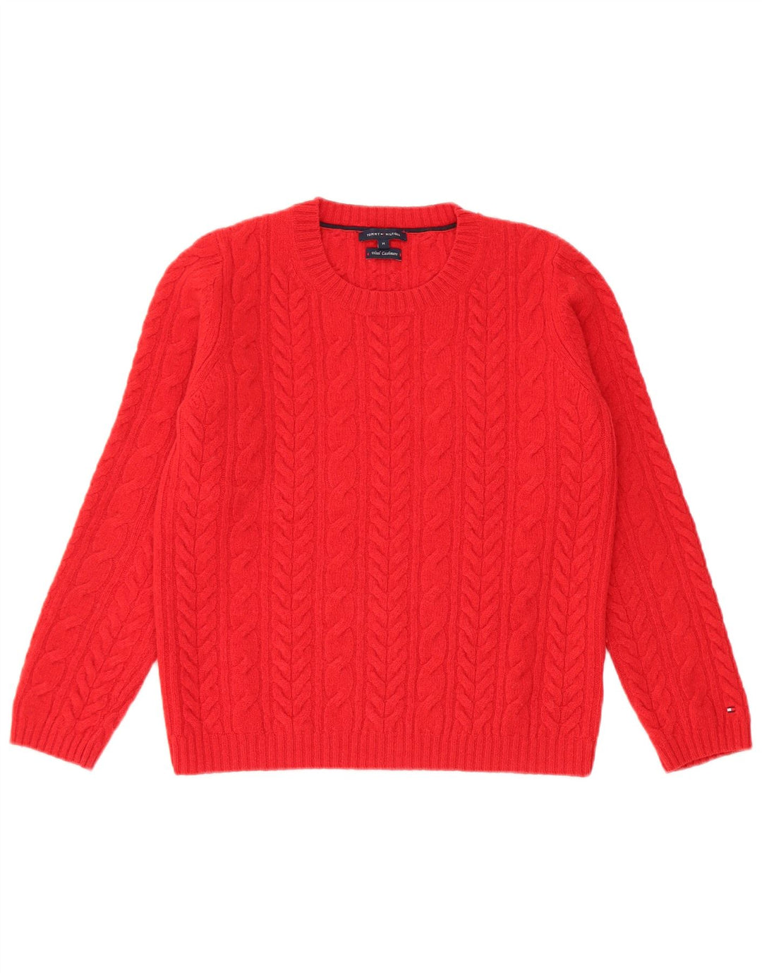 Suéter feminino Tommy Hilfiger com gola redonda e lã vermelha média 12