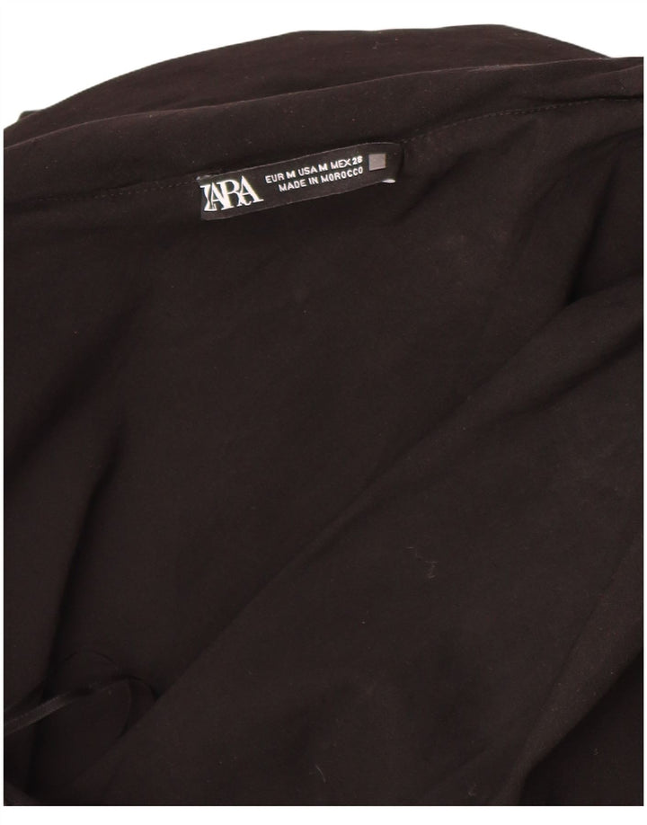 Zara Womens Crop One Ombro Top Reino Unido 12 Médio Preto