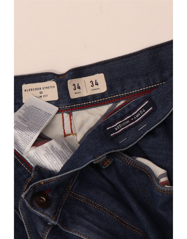 Tommy Hilfiger Masculino Bleecker Slim Jeans W34 L34 Azul Algodão