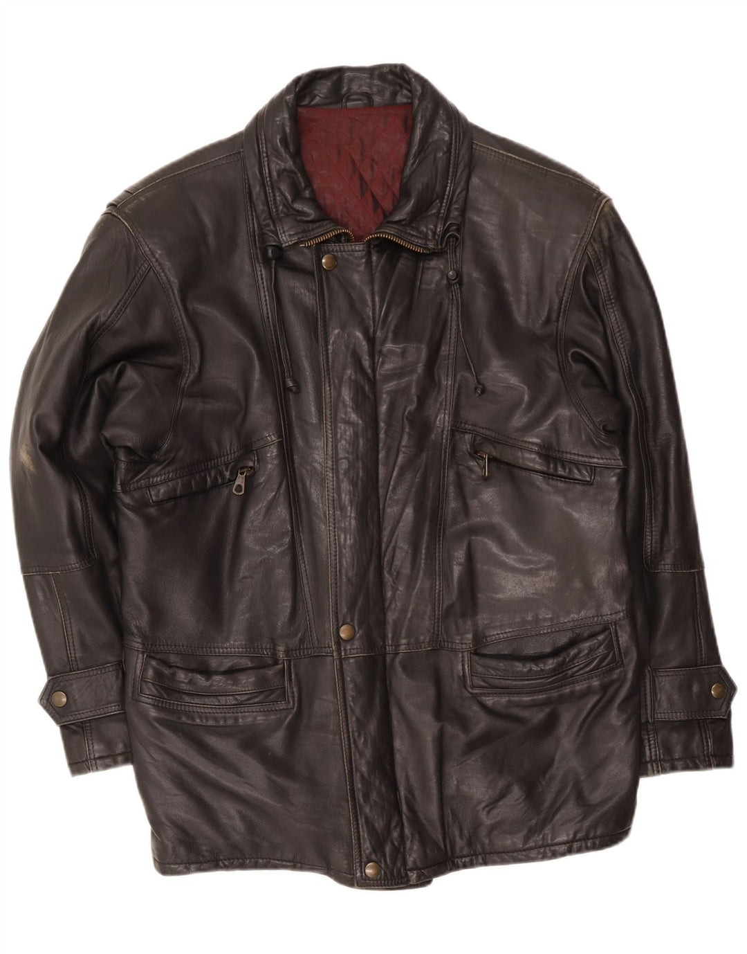 Jaqueta de couro masculina vintage IT 48 média preta