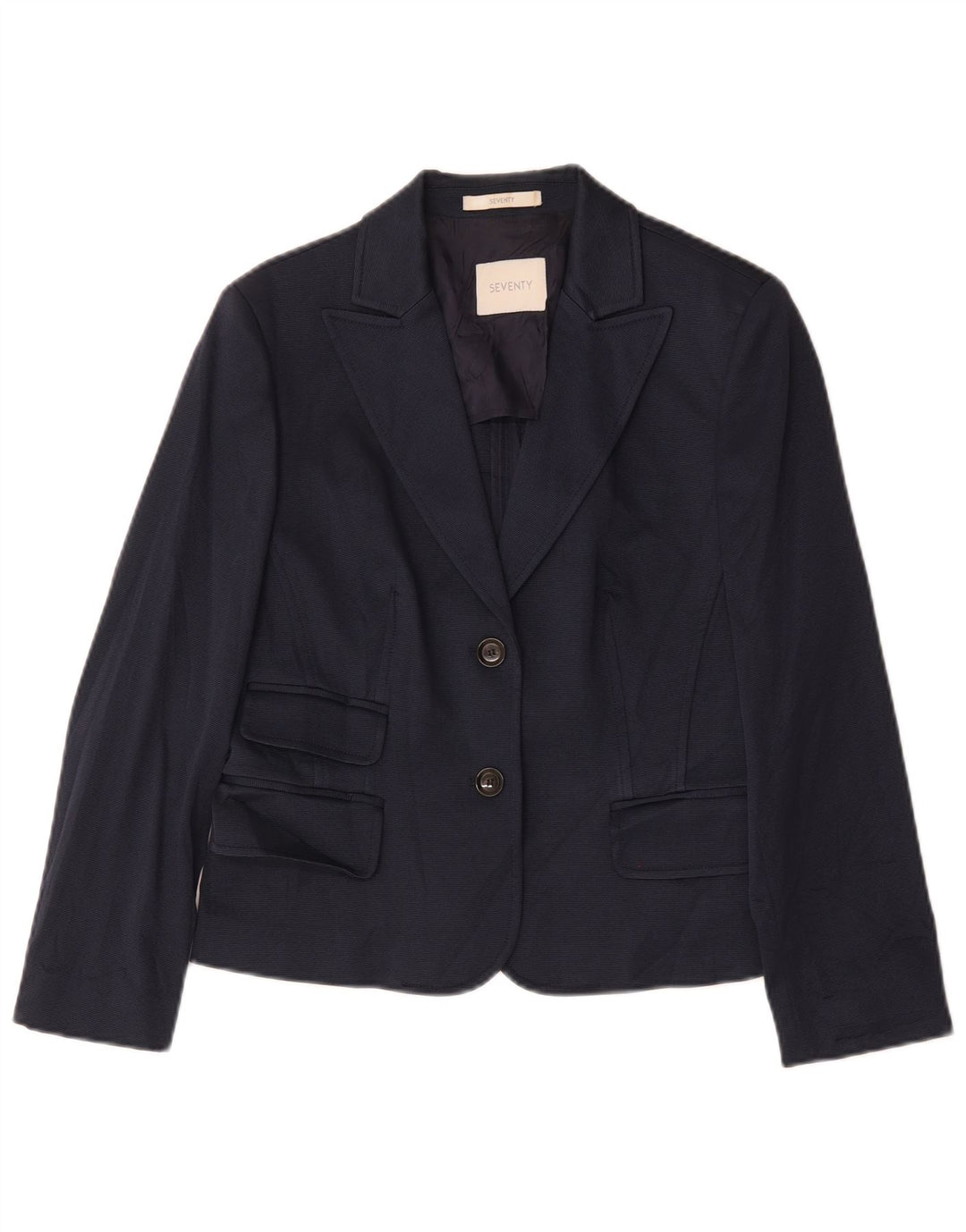 Jaqueta blazer feminina de 2 botões Seventy IT 48 XL azul marinho algodão