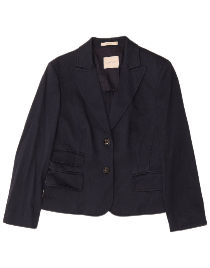 Jaqueta blazer feminina de 2 botões Seventy IT 48 XL azul marinho algodão