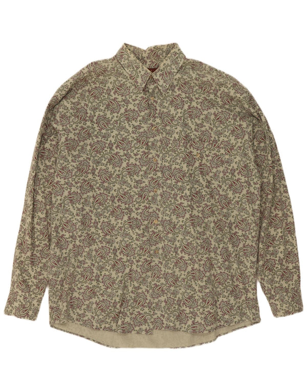 Camisa masculina vintage XL verde algodão Paisley