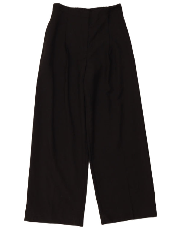 Cos Calça feminina cintura alta perna larga UE 36 pequena W28 L30 lã preta