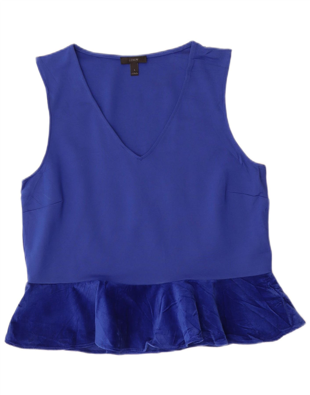 Blusa feminina sem mangas J. CREW UK 14 grande viscose azul