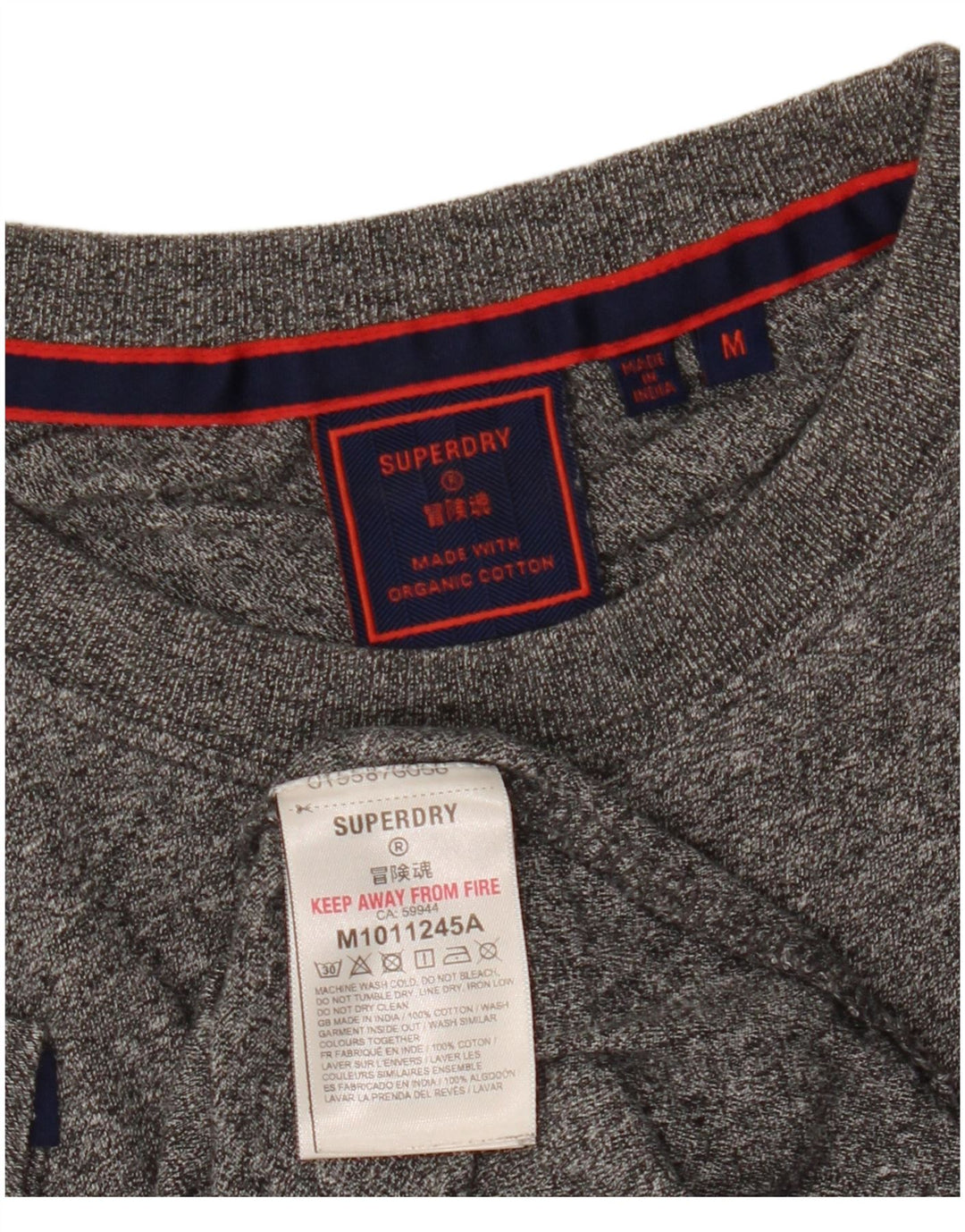 Camiseta masculina Superdry Top cinza médio algodão manchado
