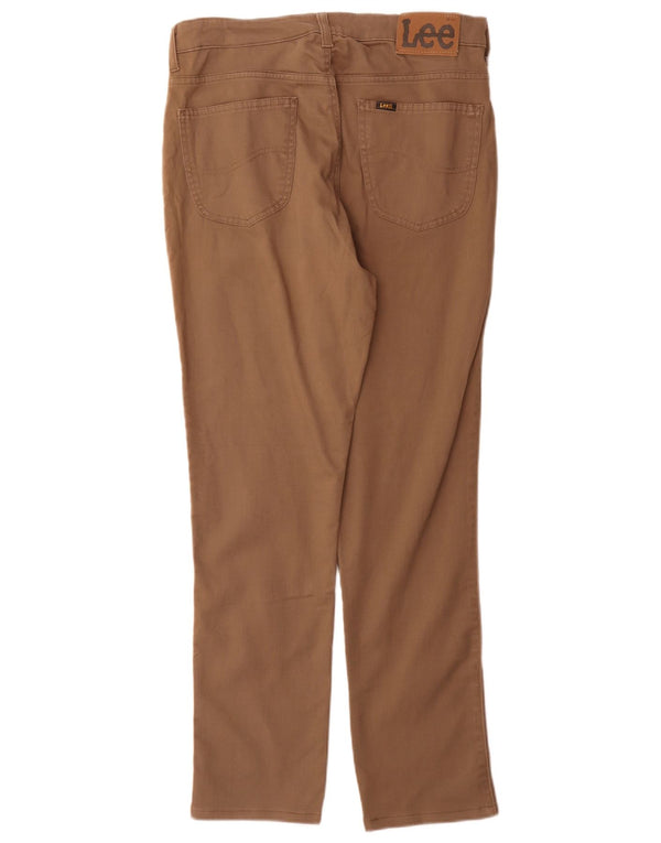 Lee Womens Dallas Slim Calça Casual W34 L30 Algodão Marrom