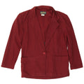Jaqueta blazer oversized feminina vintage com 1 botão Reino Unido 10 pequeno algodão borgonha