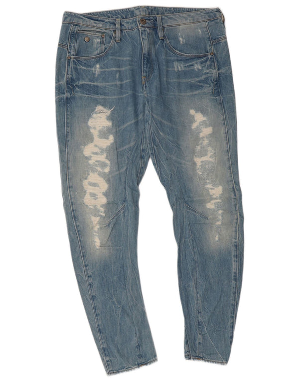 G-Star feminino jeans slim desgastado W28 L27 algodão azul