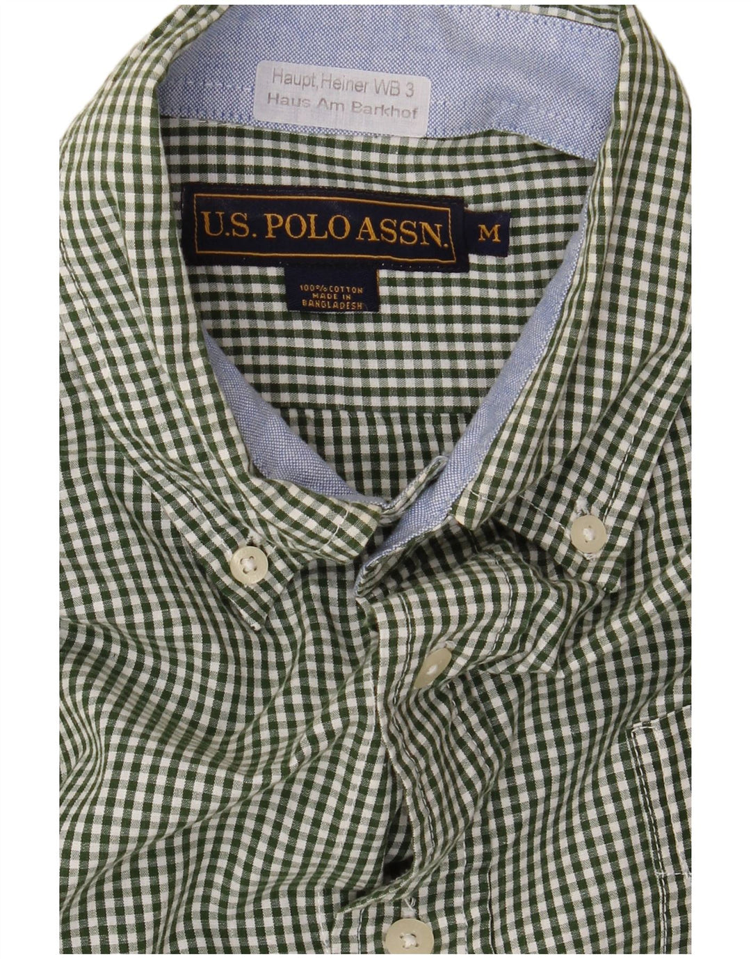 ASSN POLO DOS EUA. Camisa masculina algodão guingão verde médio
