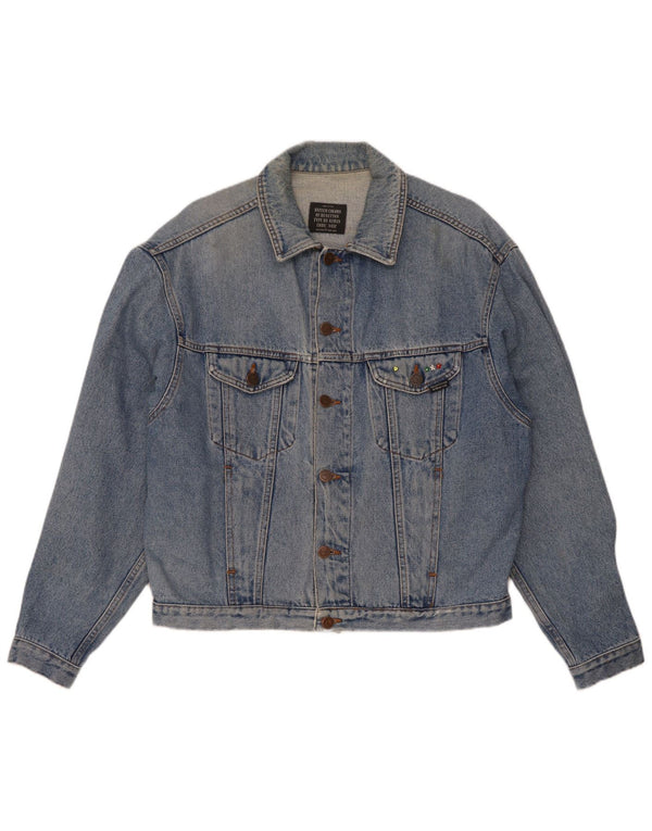 Jaqueta jeans masculina Benetton IT 46 pequeno algodão azul