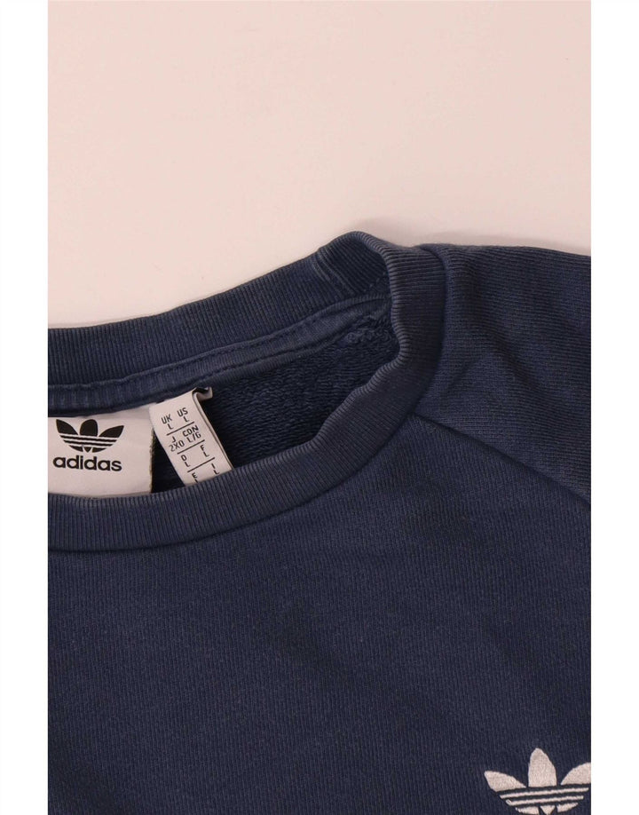 Adidas Mens Moletom Jumper Grande Algodão Azul Marinho