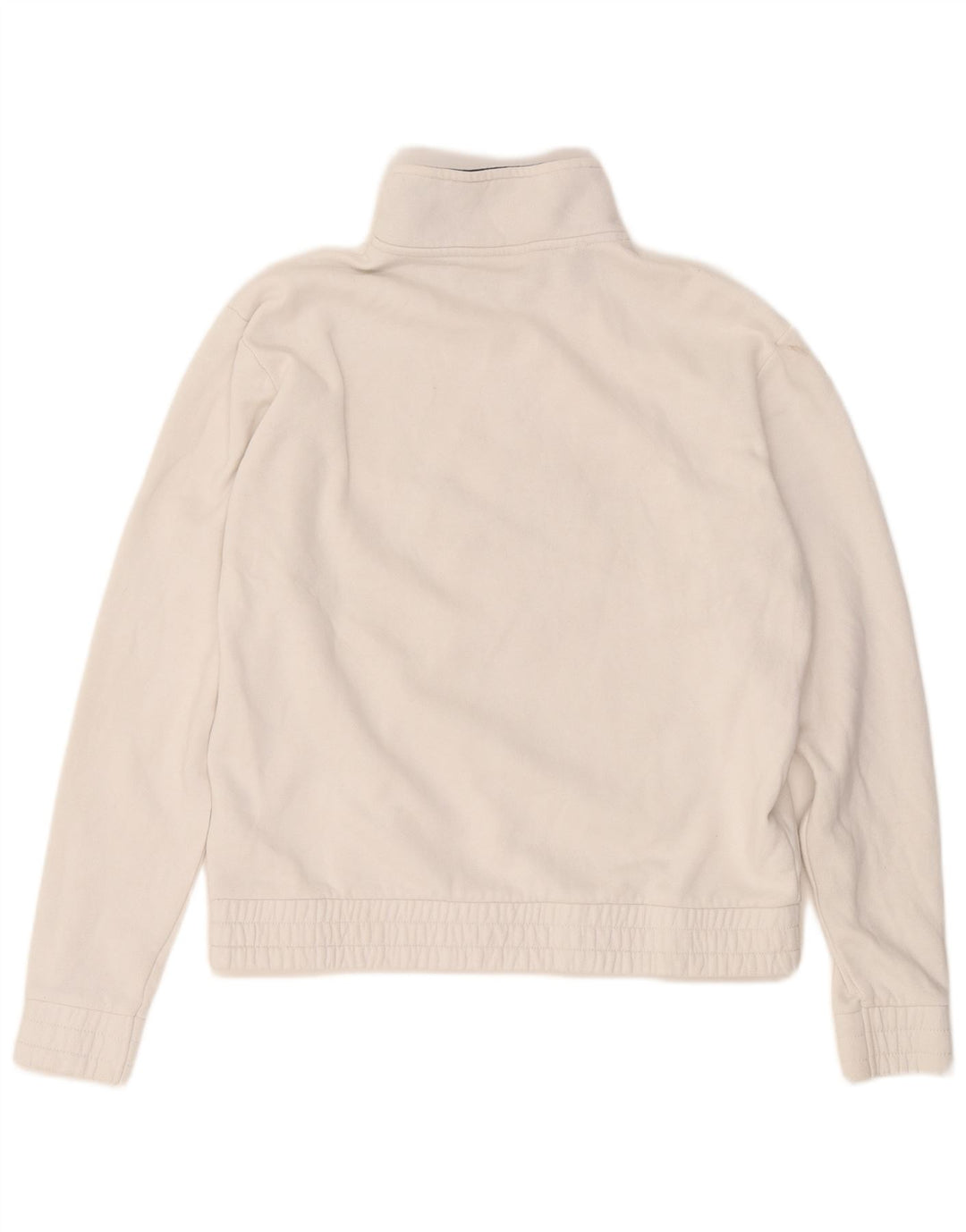 Suéter feminino FILA com gola e zíper gráfico UK 14 algodão branco médio