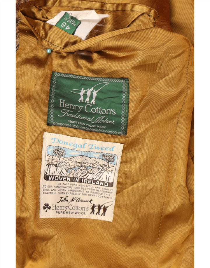 Jaqueta blazer masculina de 2 botões Henry Cottons IT 48 marrom médio houndstooth