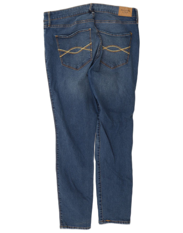 Calça jeans feminina Abercrombie & Fitch desgastada US 8 médio W29 L26 azul