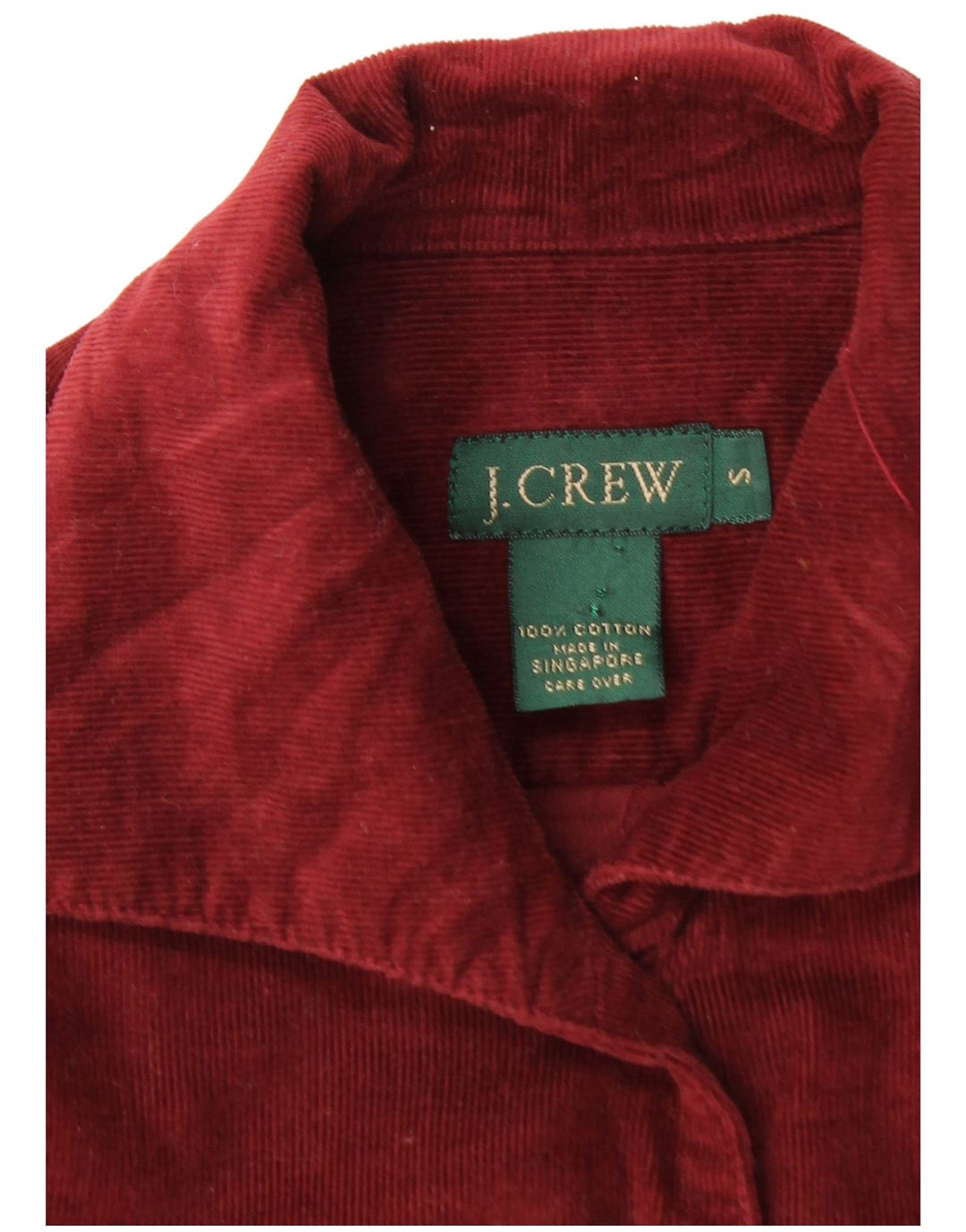 J. CREW Camisa feminina de veludo cotelê grande Reino Unido 10 pequeno algodão borgonha