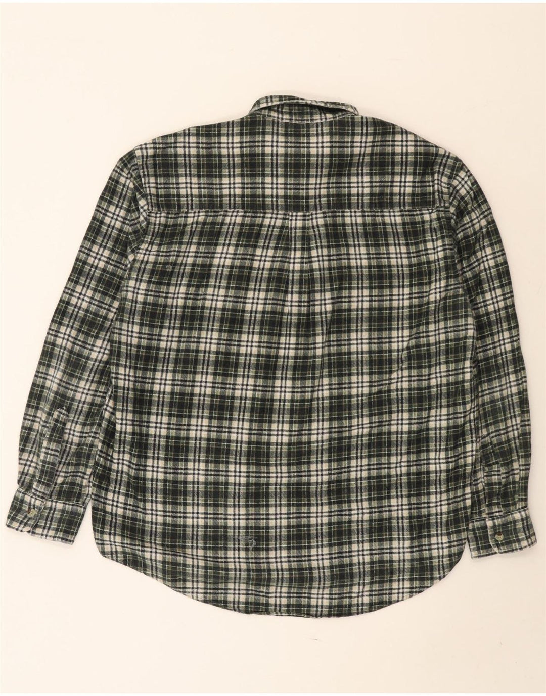 Camisa masculina vintage de flanela grande algodão xadrez verde