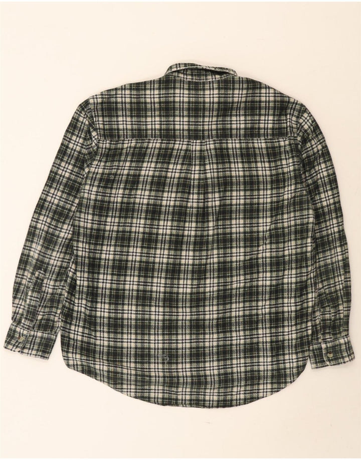 Camisa masculina vintage de flanela grande algodão xadrez verde