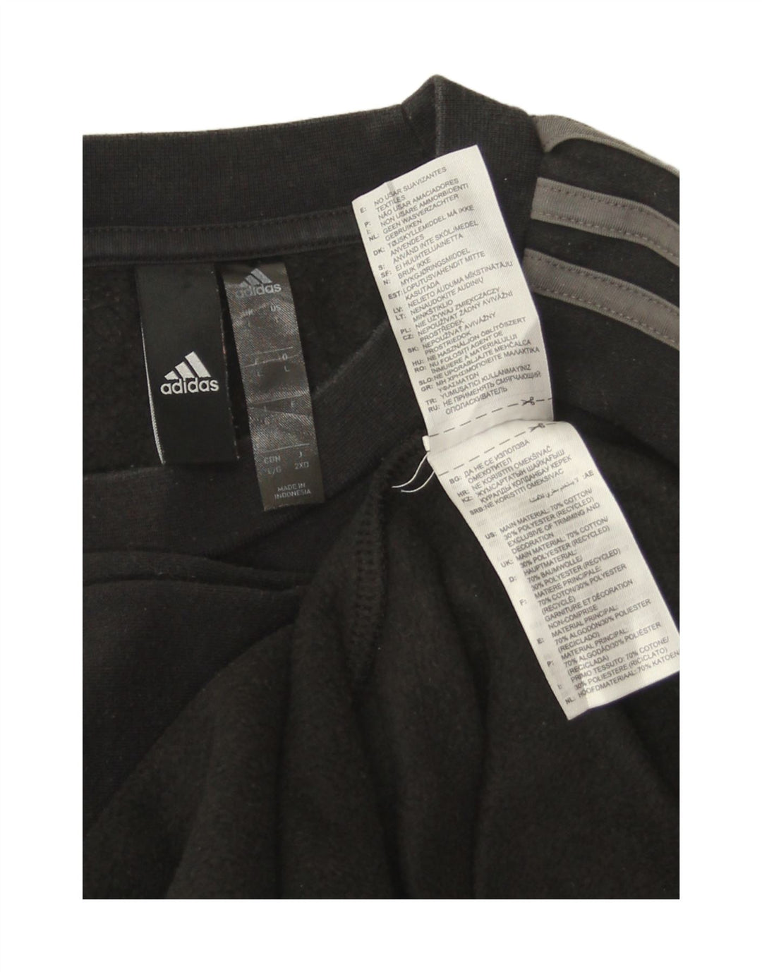 Adidas Mens Moletom Jumper Grande Algodão Preto