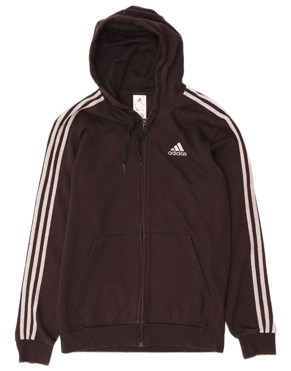 ADIDAS Mens Zip Hoodie Sweater UK 40/42 Médio Algodão Preto