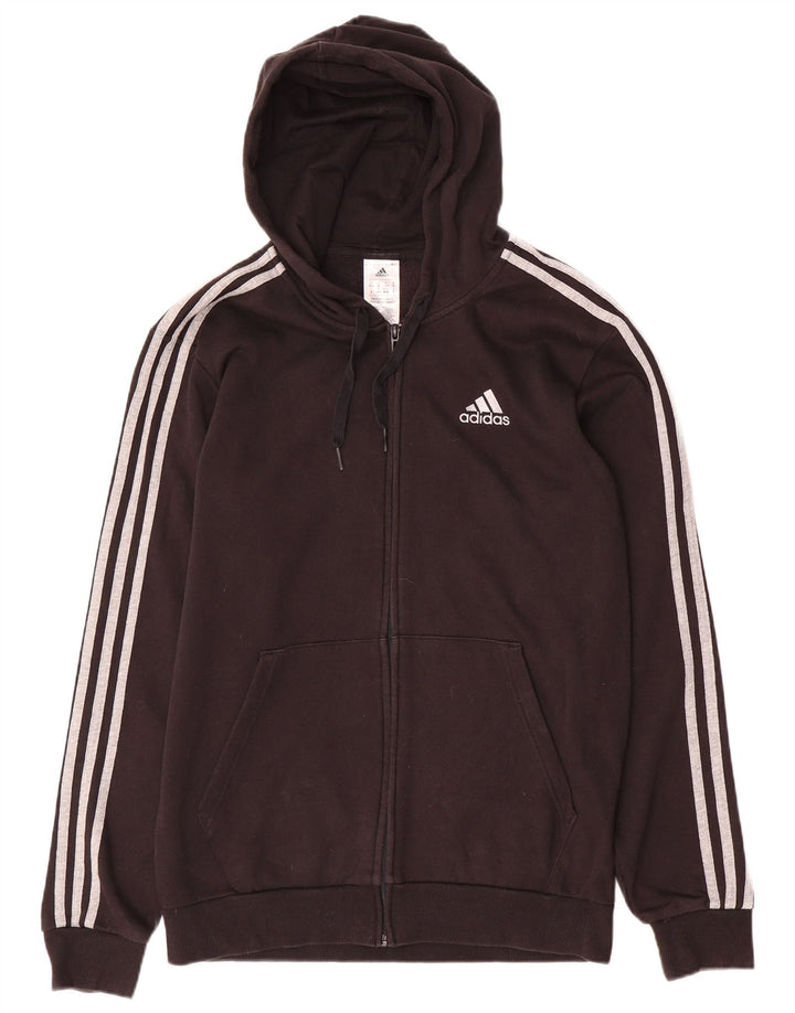 ADIDAS Mens Zip Hoodie Sweater UK 40/42 Médio Algodão Preto