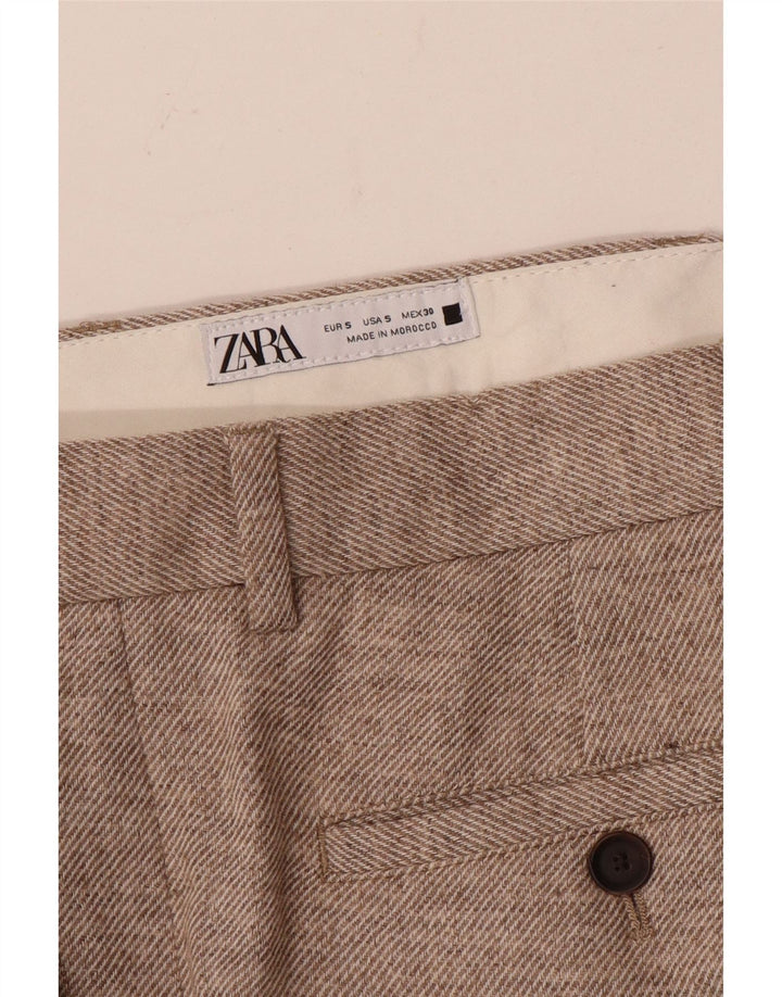 Zara Calça feminina reta de terno pequeno W28 L29 bege