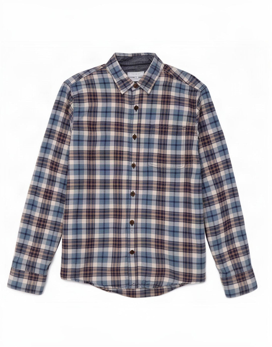 Camisa masculina Fat Face de algodão xadrez azul médio