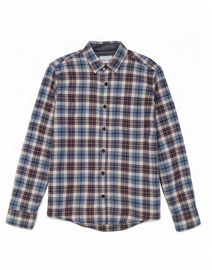 Camisa masculina Fat Face de algodão xadrez azul médio