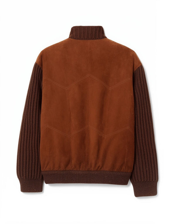 Jaqueta masculina de camurça Bizzarro IT 50 grande bloco colorido marrom