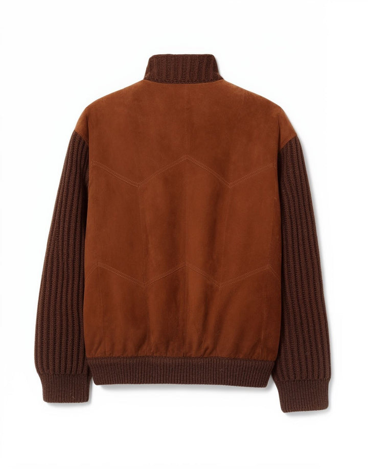 Jaqueta masculina de camurça Bizzarro IT 50 grande bloco colorido marrom