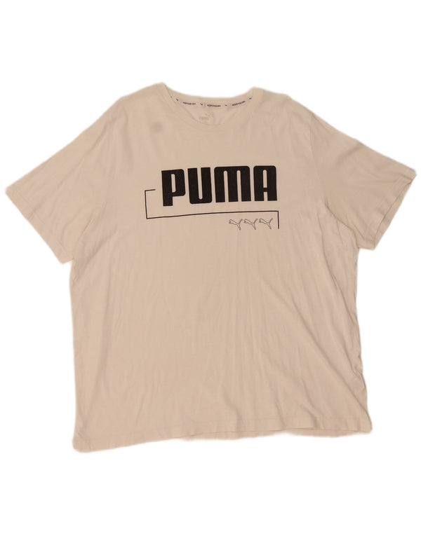Camiseta masculina gráfica Puma Top 2XL algodão branco