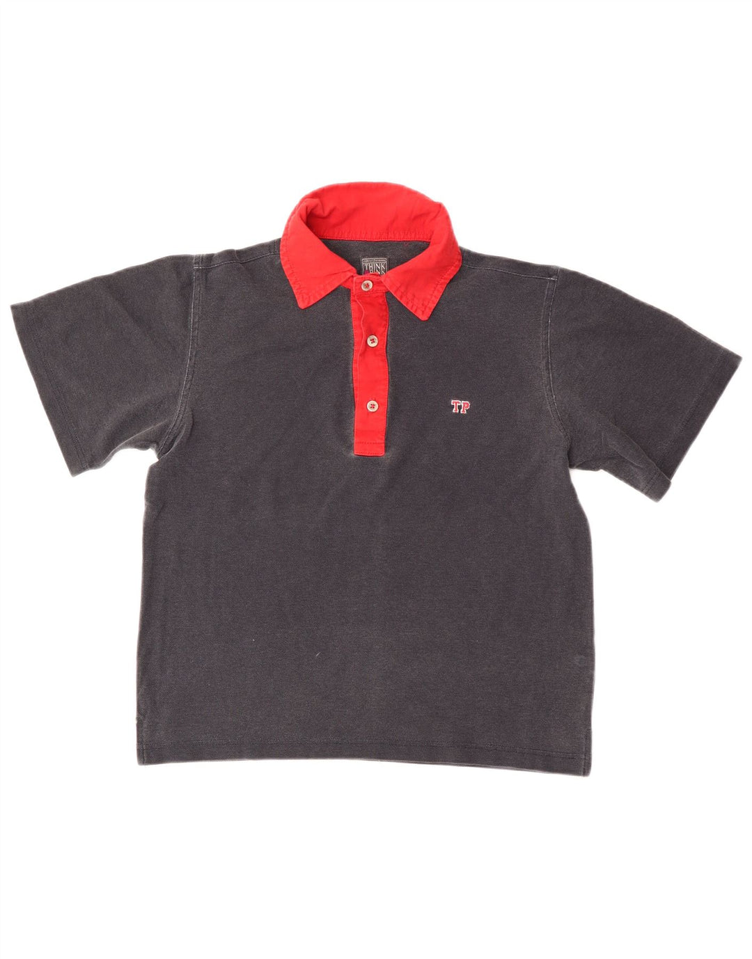Camisa pólo Think Pink Boys 9-10 anos cinza algodão colorblock
