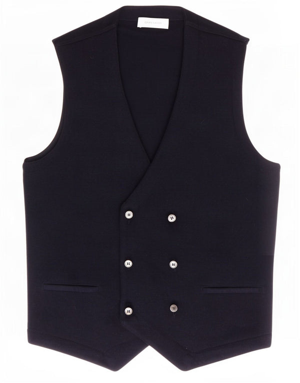 Gran Sasso Colete Masculino Tricotado Duplo Breasted IT 50 Médio Azul Marinho