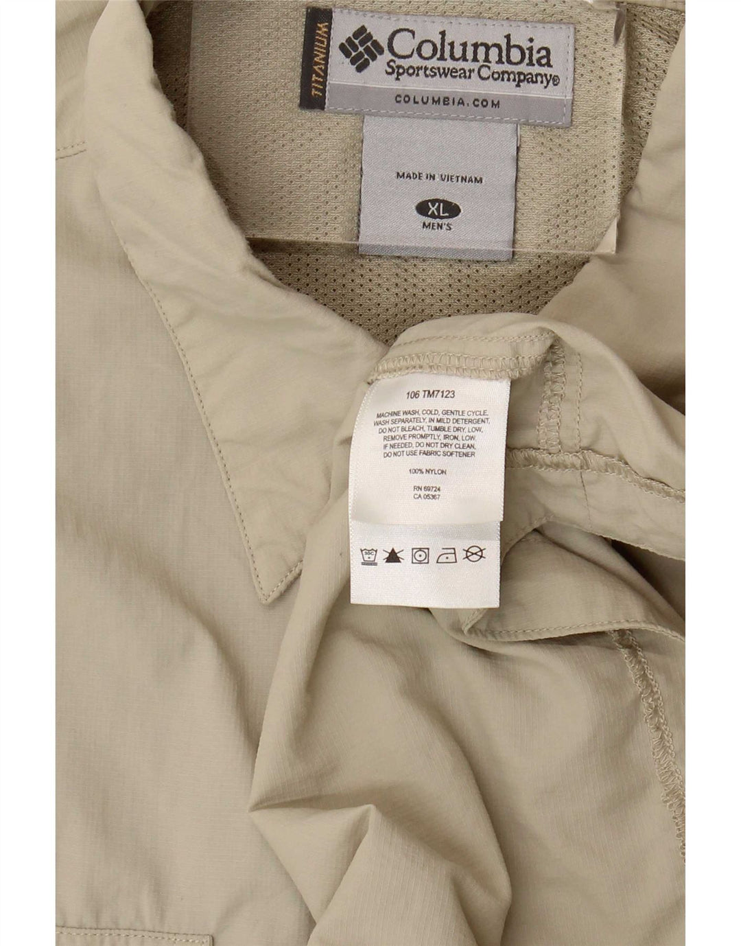 Camisa masculina Columbia XL bege nylon