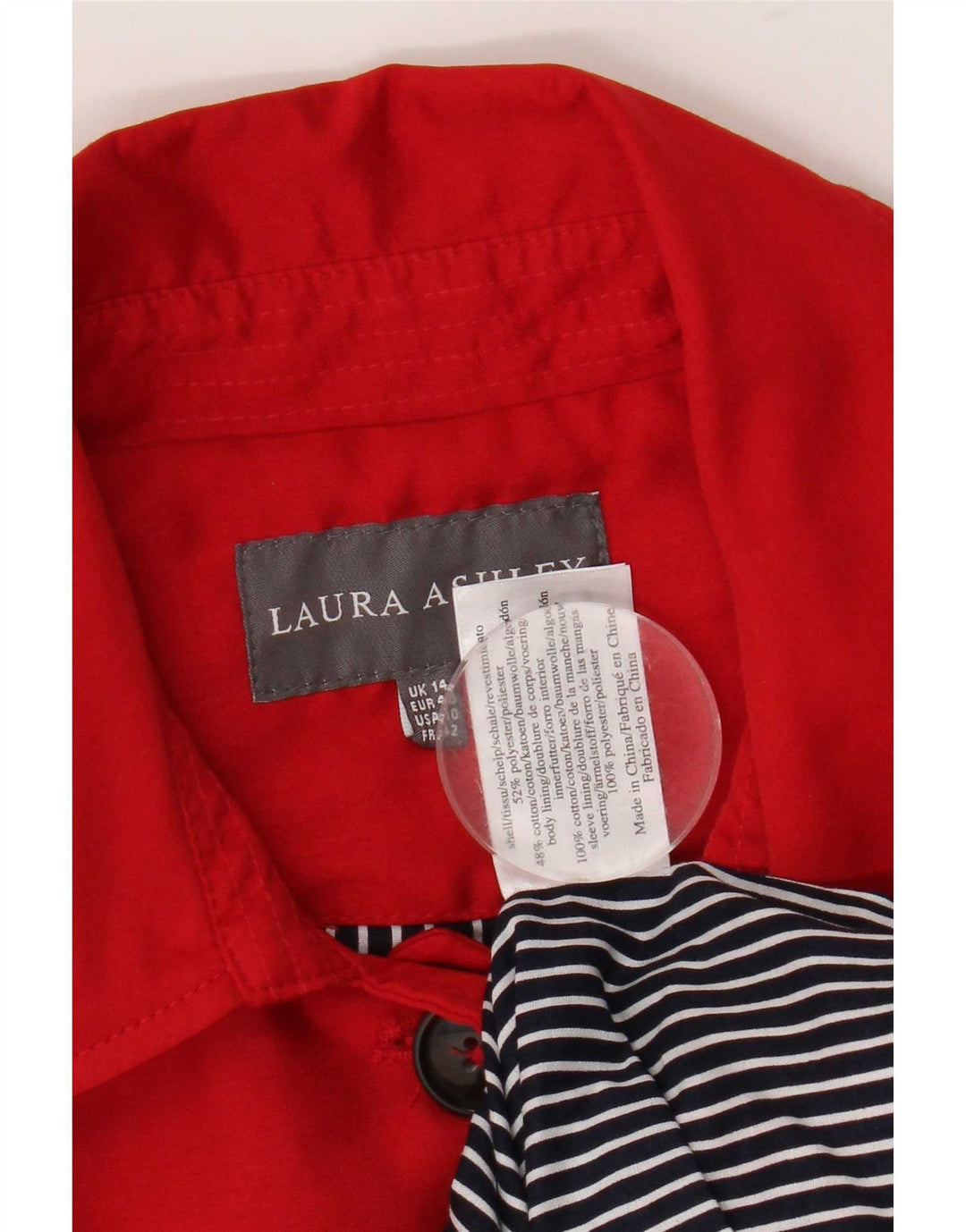 Casaco impermeável feminino Laura Ashley Reino Unido 14 poliéster vermelho médio