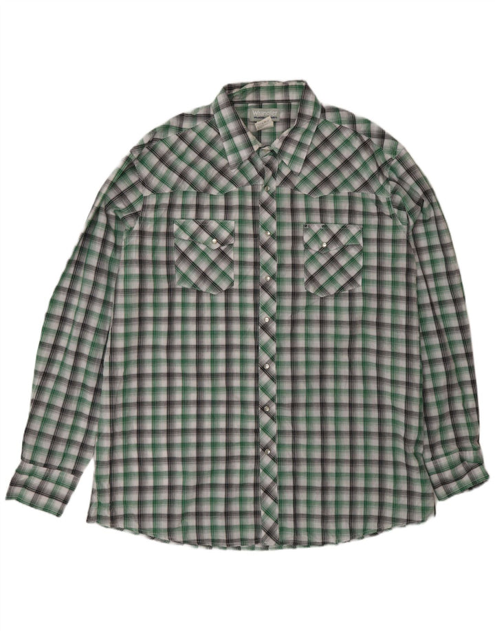 Camisa alta masculina Wrangler 2XL algodão xadrez verde