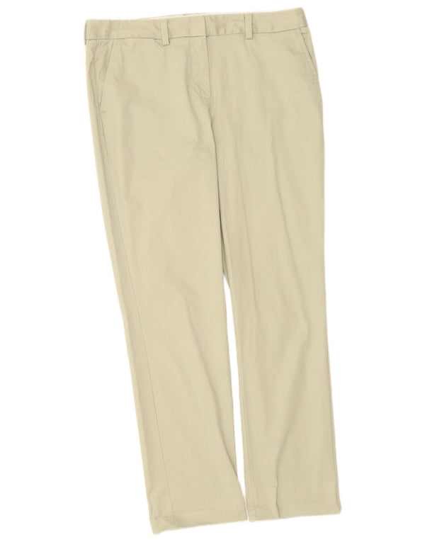 Calça chino feminina Lands End cintura média reta UK 14 grande W32 L30 verde
