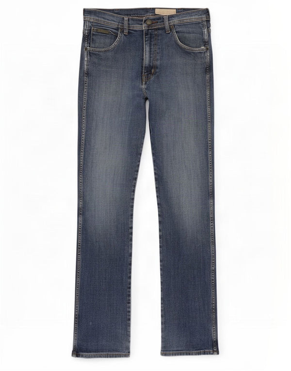Wrangler Mens Straight Jeans W30 L34 Azul Algodão